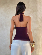 High-Neck Multi-Layer Ruffle Tee - Sophistication in Every Layer.