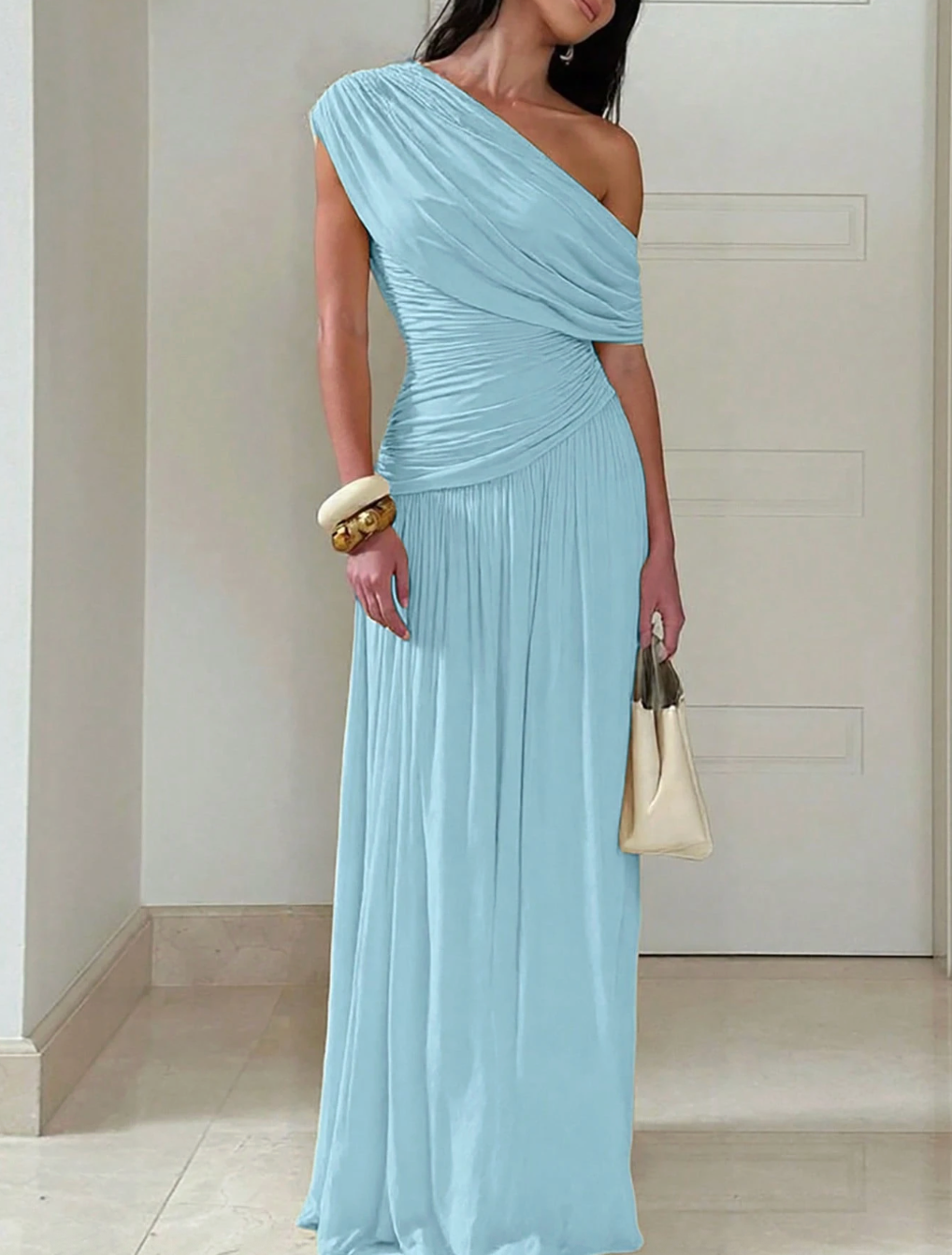 One-Shoulder Oblique Maxi - Sculpted. Elongated. Effortlessly Stunning.