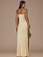 Cream Yellow Strapless Backless Dress - Sun-Kissed. Sculpted. Sensational.